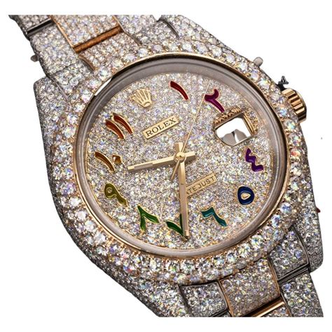 rolex arabic face|Rolex arabic dial iced out.